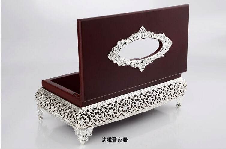 Picture of European style classical luxurious high end tissue box Silver Plated Multicolor