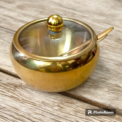 Picture of Stainless Steel Golden Apple Masala Box with glass lid Multicolor