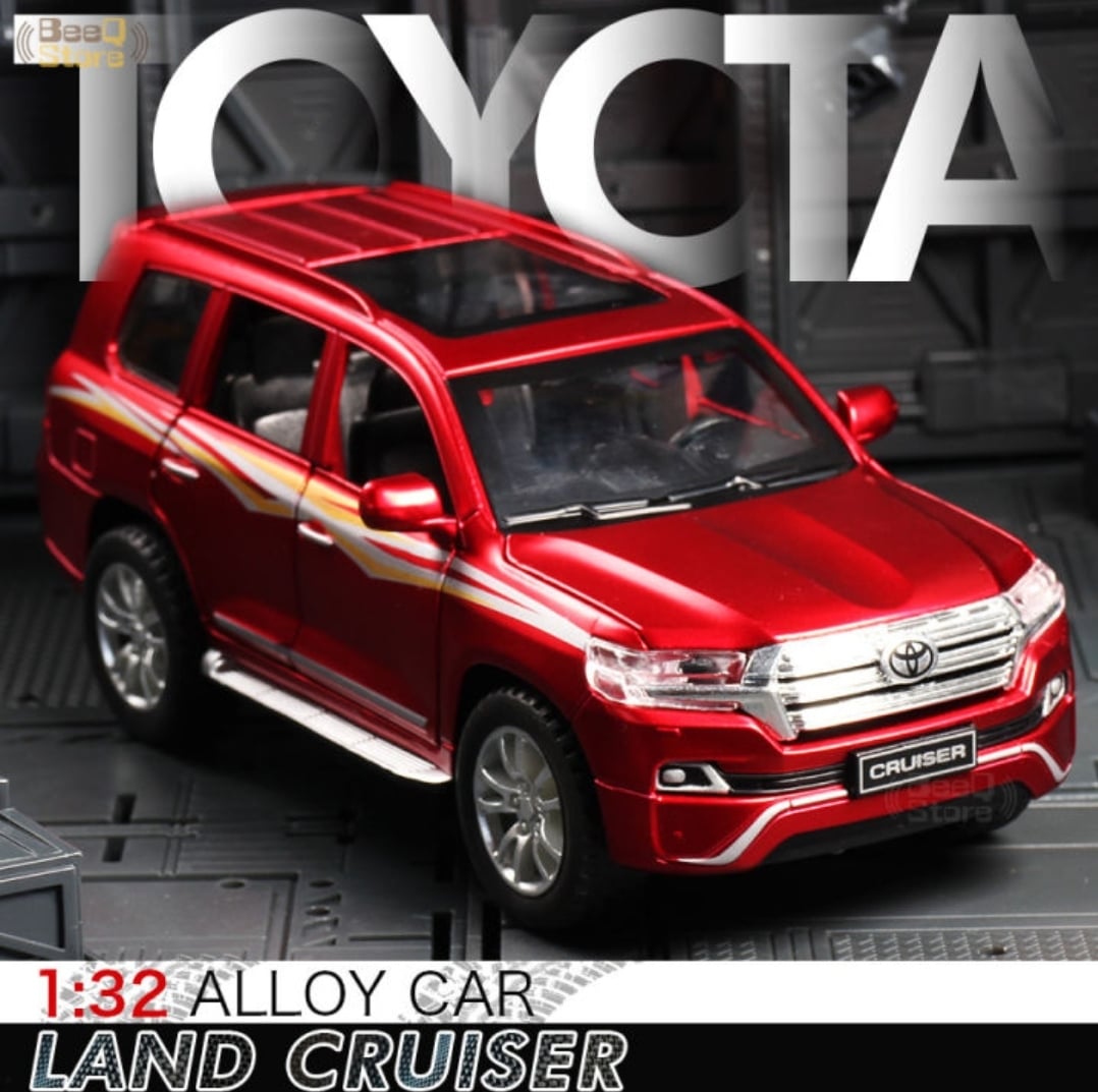 Picture of 1PC 1:32 Toyota Land Cruiser Diecast Alloy Car Premium Model Vehicle Metal Toy Model Pull back Sound Light Multicolor