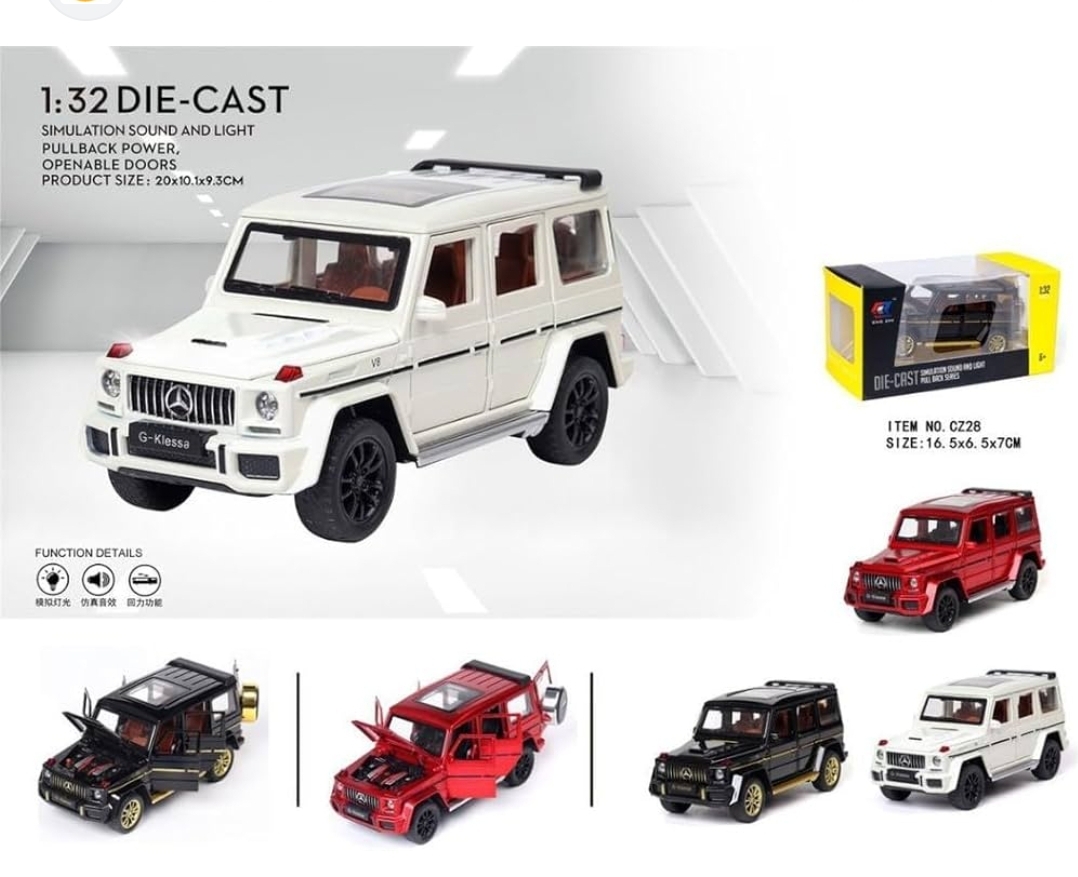 Picture of 1 PC Diecast Metal Car 1: 32 Scale Mercedes Benz AMG G 55 63 Pull Back Alloy Car With Light And Sound Auto Model-Black Multicolor