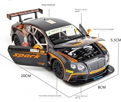 Picture of 1PC Bentley Continental GT3 1:32 Scale Diecast Car Sound & Light Pull back Metal Car Collection Multicolor