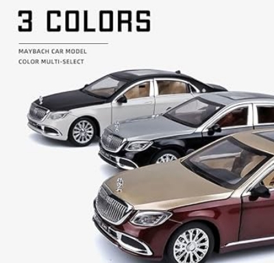 Picture of 1 PC Mercedes Benz Maybach S600 Diecast 1:24 Scale Model Alloy with Openable Doors, Music & Light Multicolor