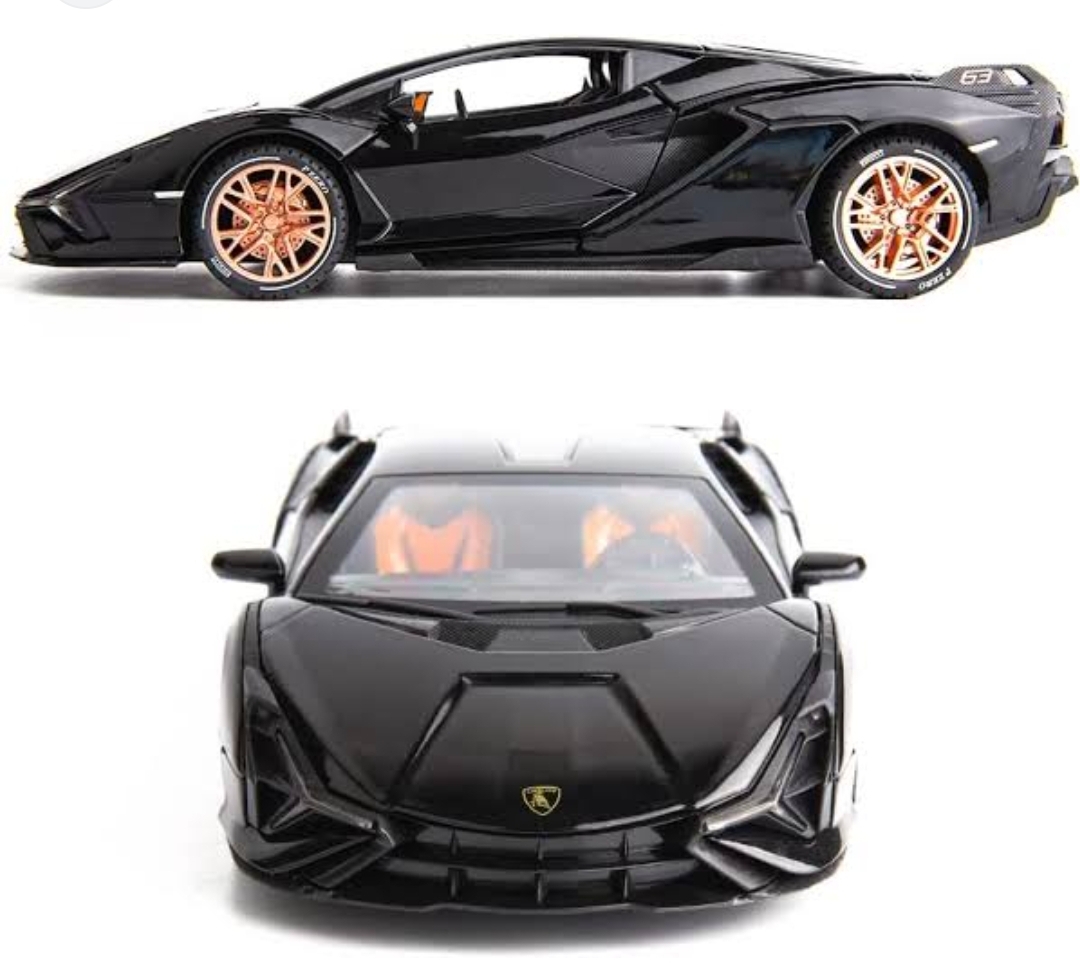 Picture of 1PC WAKAKAC Alloy Diecast Model Car Compatible for 1/24 Scale Lamborghini Sian FKP37 Collectible Toy Vehicle Pull Back with Light and Sound Toy Car for Boys Adults Girl Gift(Black) Multicolor