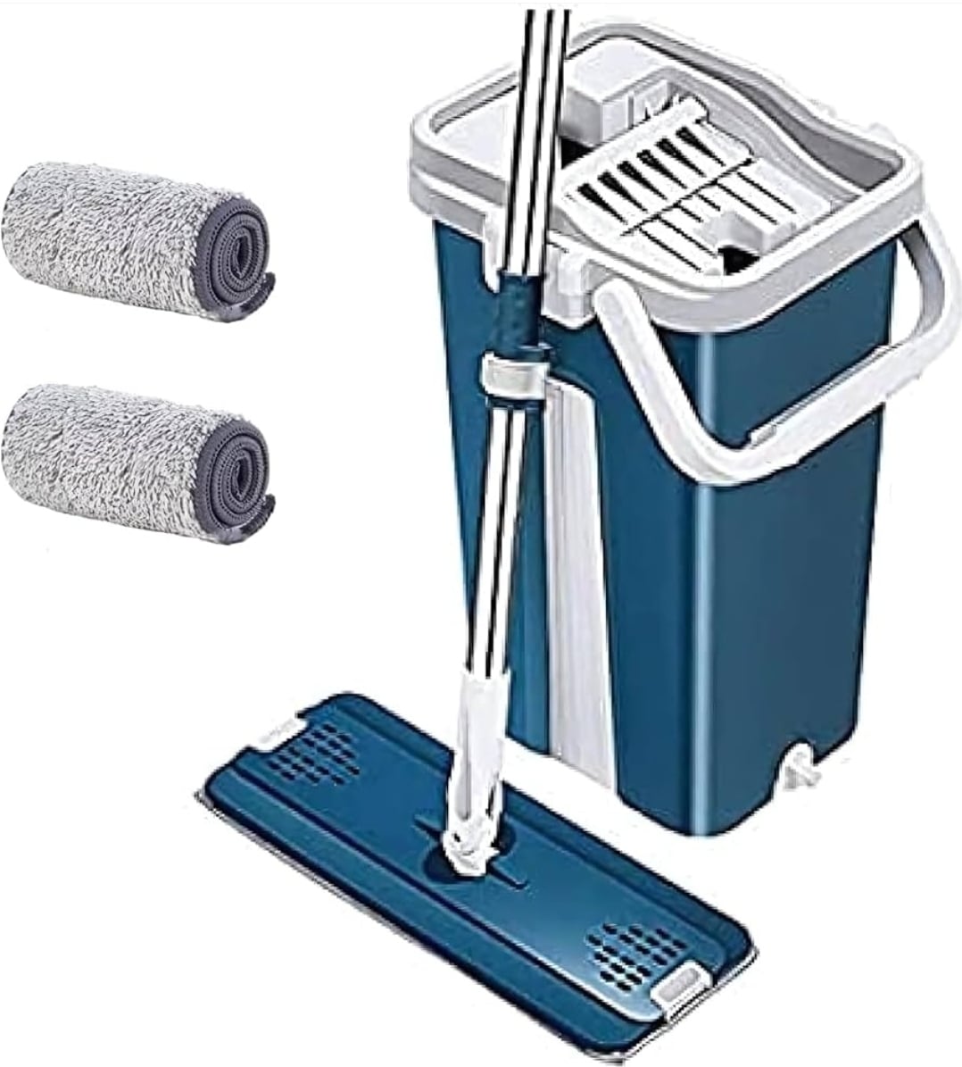 Picture of Magic Mop with Bucket Hand Free Automatic Microfiber Cloth Kitchen Clean Tools Multicolor