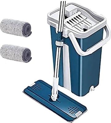 Picture of Magic Mop with Bucket Hand Free Automatic Microfiber Cloth Kitchen Clean Tools Multicolor