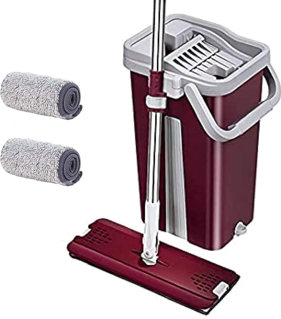 Picture of Magic Mop with Bucket Hand Free Automatic Microfiber Cloth Kitchen Clean Tools Multicolor
