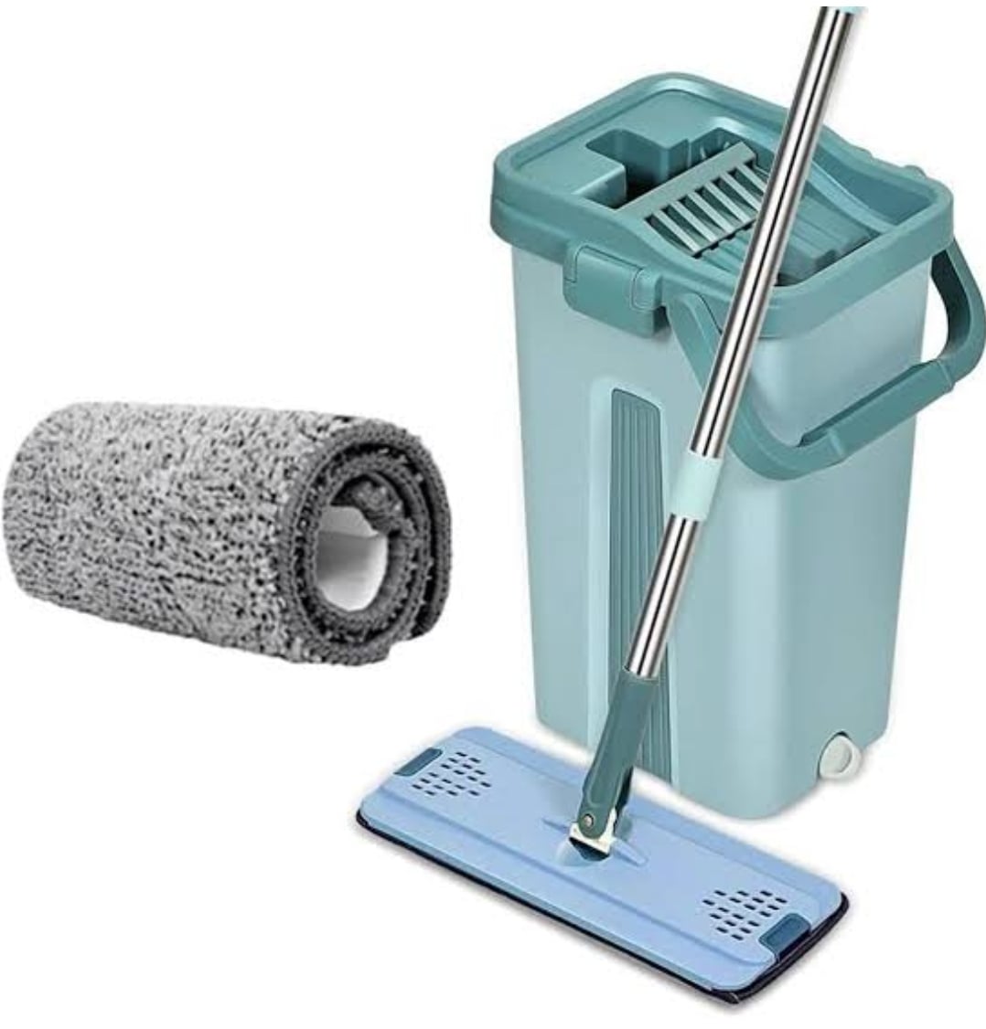 Picture of Magic Mop with Bucket Hand Free Automatic Microfiber Cloth Kitchen Clean Tools Multicolor