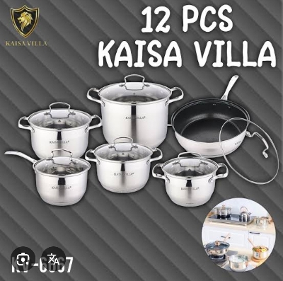 Picture of Kaisa Villa 12 Pcs Stainless Steel Cookware Set with Lid INDUCTION KV-6667 Multicolor