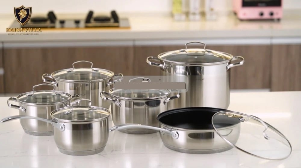 Picture of Kaisa Villa 12 Pcs Stainless Steel Cookware Set with Lid INDUCTION KV-6667 Multicolor