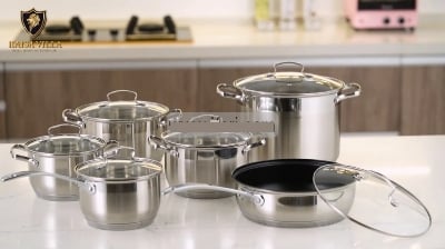 Picture of Kaisa Villa 12 Pcs Stainless Steel Cookware Set with Lid INDUCTION KV-6667 Multicolor