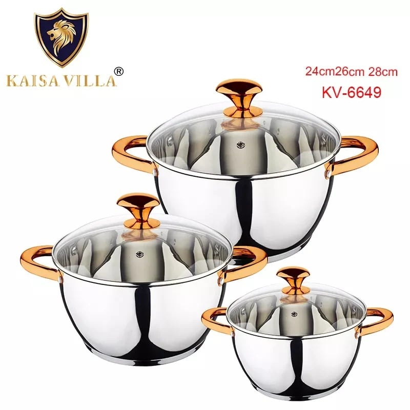 Picture of Kaisa Villa 6 Pcs Stainless Steel Cookware Set with Lid INDUCTION KV-6649 Multicolor