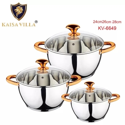 Picture of Kaisa Villa 6 Pcs Stainless Steel Cookware Set with Lid INDUCTION KV-6649 Multicolor