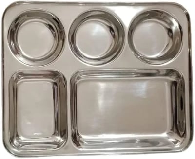 Picture of Stainless Steel Laser Partition Plate 5-in-1 for Breakfast, Lunch and Dinner 5 in 1 Multicolor
