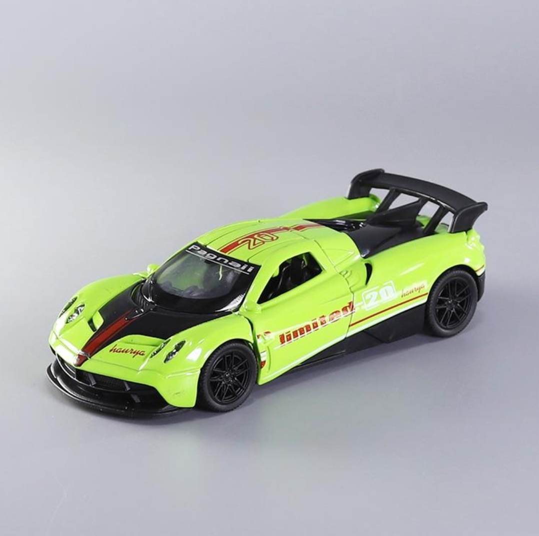 Picture of 1 PC Pagani huayra 1:36 alloy sports car model children's pull back car boy baby door opening toy car racing gift car PUBG Multicolor