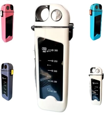 Picture of 1PC New minimalist 350ml rectangular water bottle with time scale flat water bottle with straw Multicolor