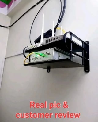 Picture of Metal Wifi Router Stand Shelf Double Layer Wall Mounted Shelf Home decorator Black
