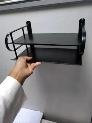 Picture of Metal Wifi Router Stand Shelf Double Layer Wall Mounted Shelf Home decorator Black