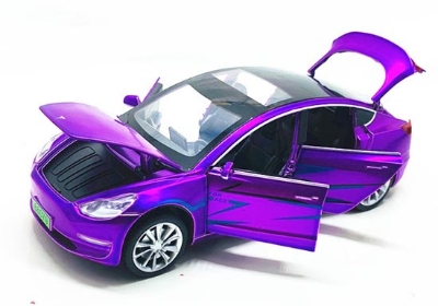 Picture of 1 PC Diecast Metal 1:32 Scale Tesla Model 3 Pull Back Miniature Replica Multicolor