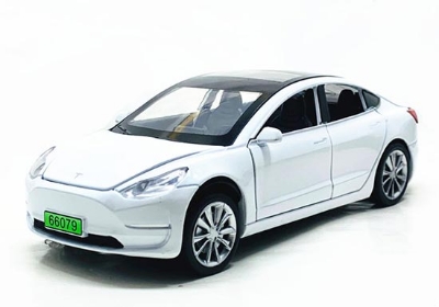 Picture of 1PC Diecast Metal 1:32 Scale Tesla Model 3 Pull Back Miniature Replica Multicolor