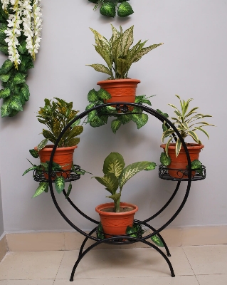 Picture of 1 PC Round 4 Tub Metal Grill Rack Hanging Planter Pot 30, 28, 8 Inches Multicolor