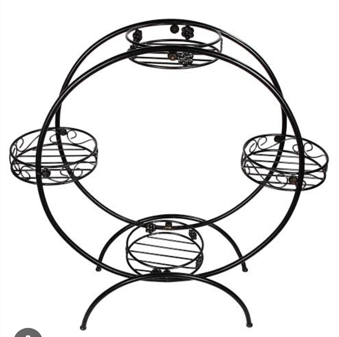 Picture of 1 PC Round 4 Tub Metal Grill Rack Hanging Planter Pot 30, 28, 8 Inches Multicolor