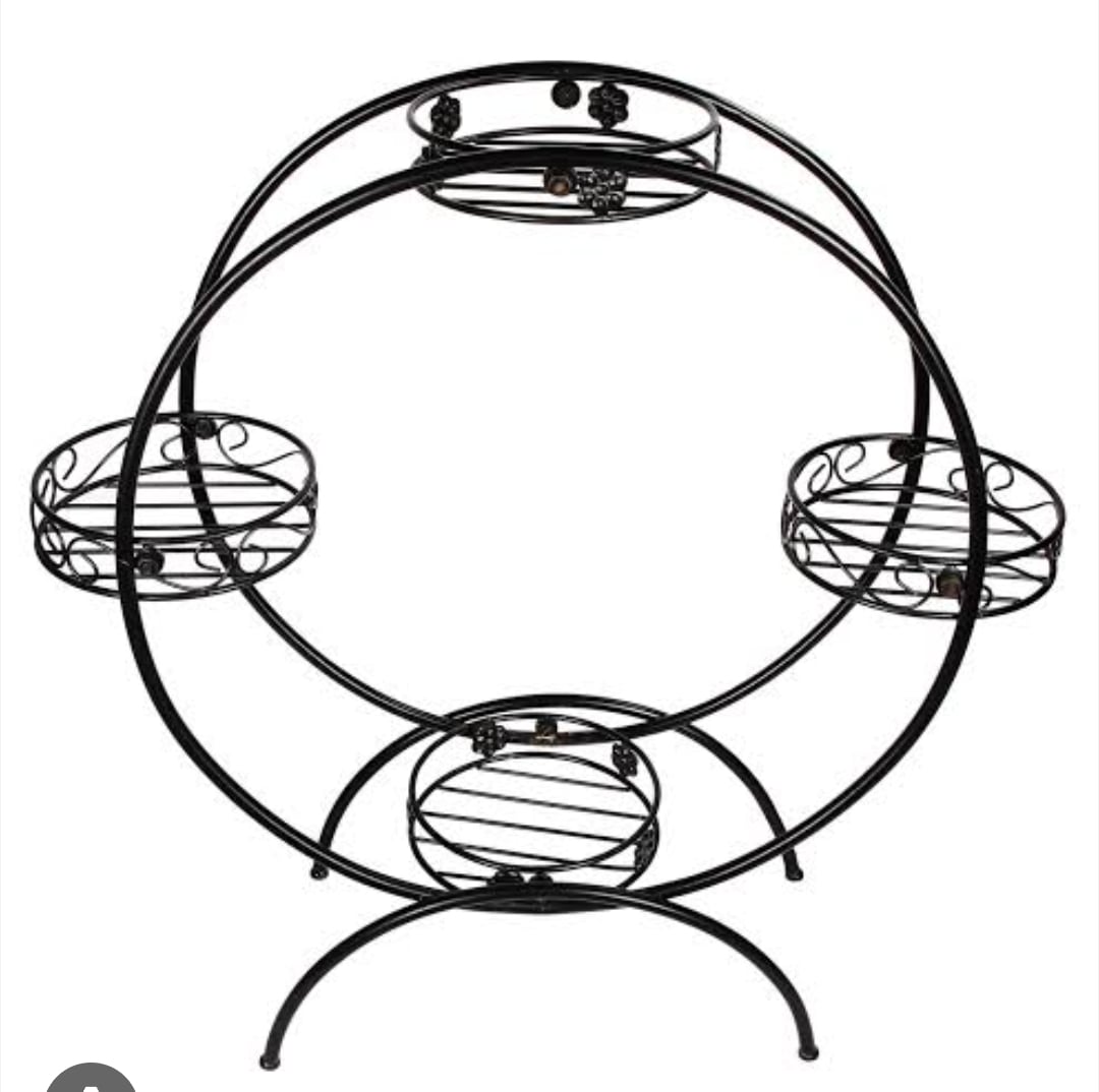 Picture of 1PC Round 4 Tub Metal Grill Rack Hanging Planter Pot 30, 28, 8 Inches Multicolor