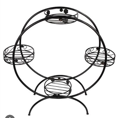Picture of 1PC Round 4 Tub Metal Grill Rack Hanging Planter Pot 30, 28, 8 Inches Multicolor