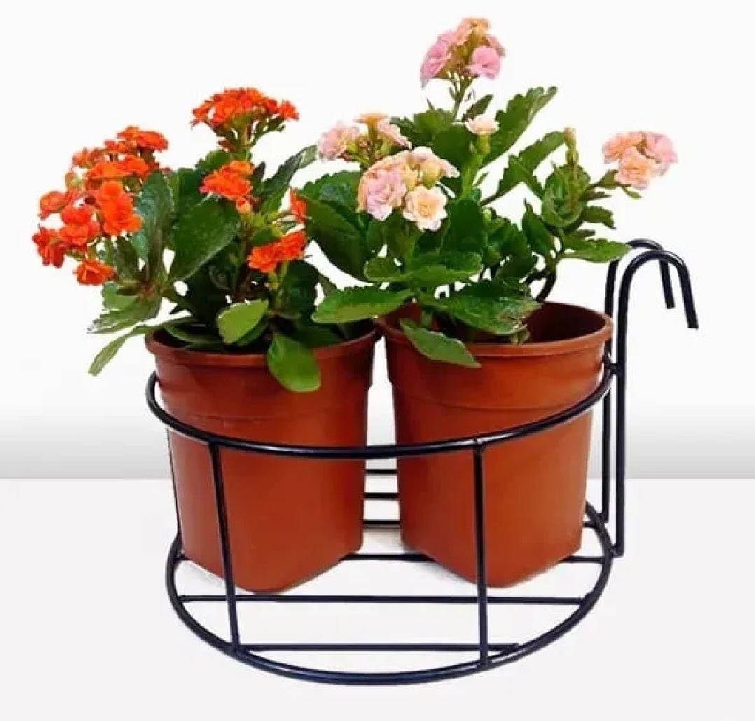 Picture of 1 PC 10 Inch Round Metal Hanging Railing Planters Flower Pot Holder Multicolor