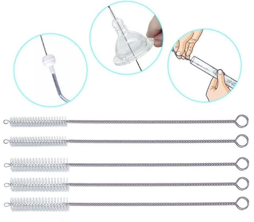 Picture of 3PC Stainless Steel Straw Cleaning Brush Narrow Pipe Cleaner Multicolor