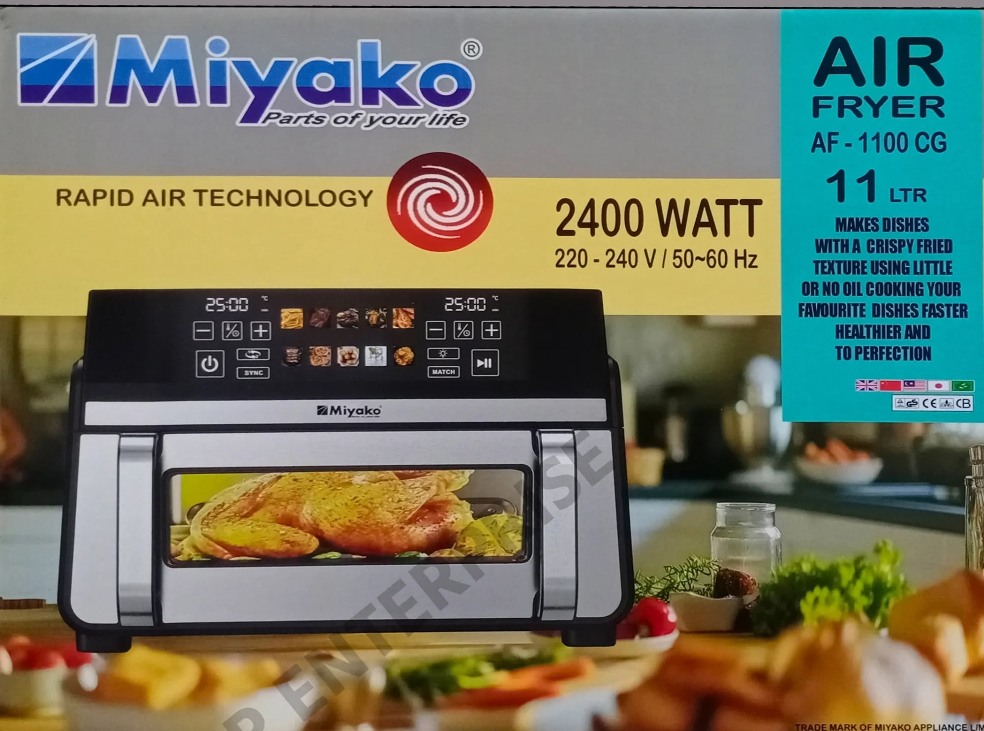Picture of Miyako Air Fryer AF-1100 CG Non Stick Food Grade Inverter Tech Rapid Air Technology-11L Capacity 2400 WATT Multicolor