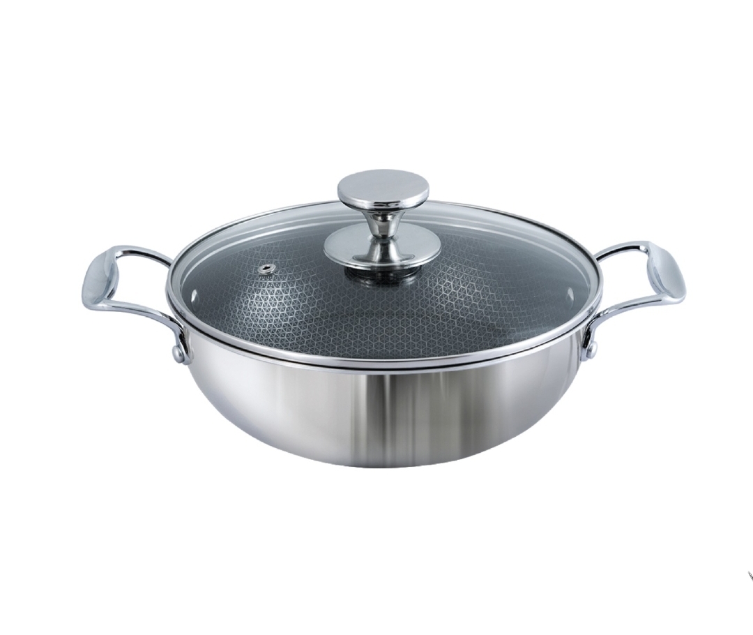 Picture of Kiam Tri Ply Honeycomb 22CM Stainless Steel Karai INDUCTION BOTTOM Multicolor