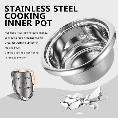 Picture of 2.8 Liter Stainless Steel Rice Cooker Inner Cooking Pot/Rice Cooker Replacement Pot/Rice Cooking Insert Inner Cooking Pot 2.8 Liter