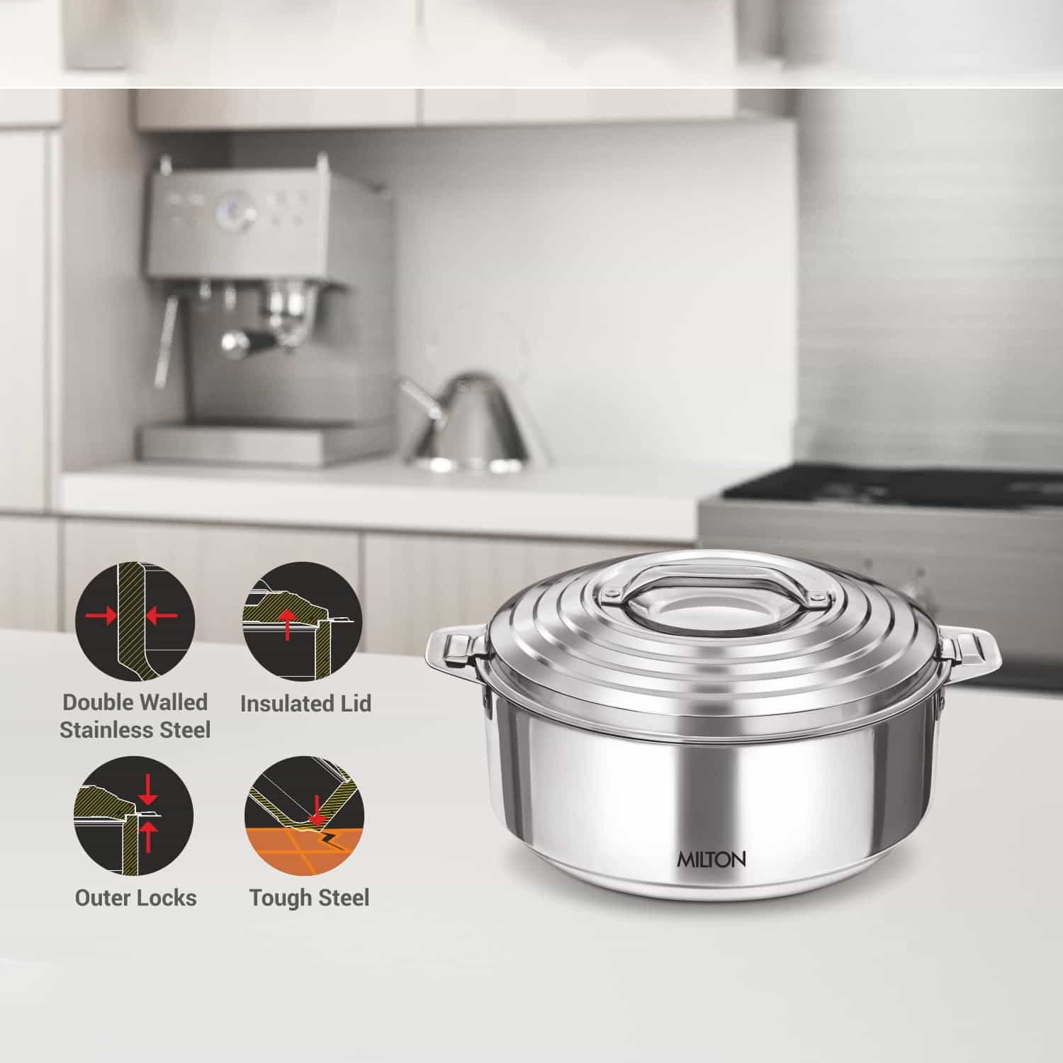 Picture of Milton Galaxia Stainless Steel Casserole 2500ML Multicolor