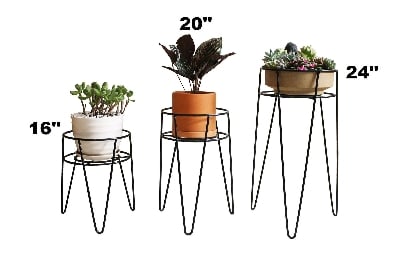 Picture of 3 PC Planter Stand Flower Pot Stand For Balcony Living Room Outdoor Indoor Grill Rack 24, 20 & 16 Inches Multicolor