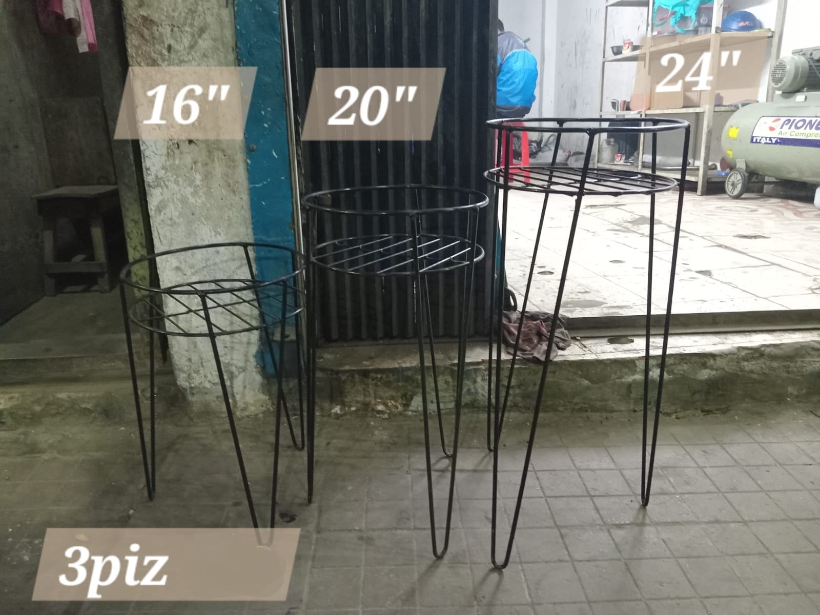 Picture of 3 PC Planter Stand Flower Pot Stand For Balcony Living Room Outdoor Indoor Grill Rack 24, 20 & 16 Inches Multicolor