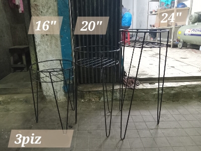 Picture of 3 PC Planter Stand Flower Pot Stand For Balcony Living Room Outdoor Indoor Grill Rack 24, 20 & 16 Inches Multicolor