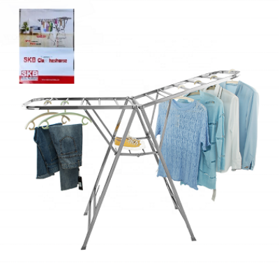 Picture of Home Intuition Foldable Clothes Drying Rack Dryer- SKB-Model- DCH-201 Multi-function cloth drying stand Adjustable height Durable caster wheels Rust free Hanger slots Designed for better air flow Better dry function by the windblown from various angles Us Silver
