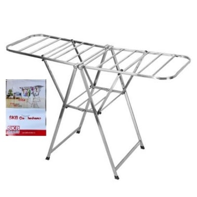 Picture of Home Intuition Foldable Clothes Drying Rack Dryer- SKB-Model- DCH-201 Multi-function cloth drying stand Adjustable height Durable caster wheels Rust free Hanger slots Designed for better air flow Better dry function by the windblown from various angles Us Silver
