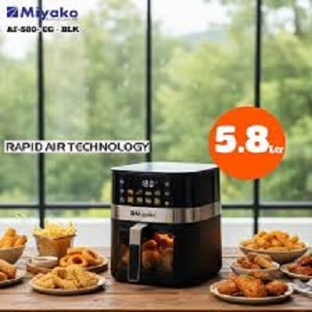 Picture of Miyako 5.8L Air Fryer 580 CG Air Fryer Healthy Cooking Without Oil Fast Cooking Prepare Meal Instantly for Urban Modern Lifestyle Multicolor