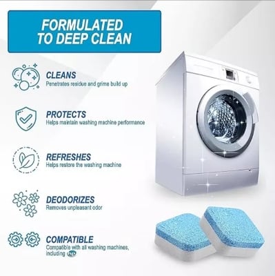 Picture of 12pcs Washing Machine Cleaner Washer Cleaning Detergent Effervescent Tablet Cleaner Washing Machine Home Cleaning tool Multicolor