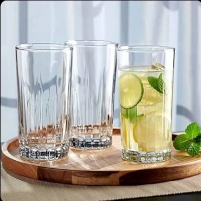 Picture of KIAM Water Glass Set - Drink In Style 6-Piece Set Of Non-Reactive - Transparent Glassware - K106 CLEAR