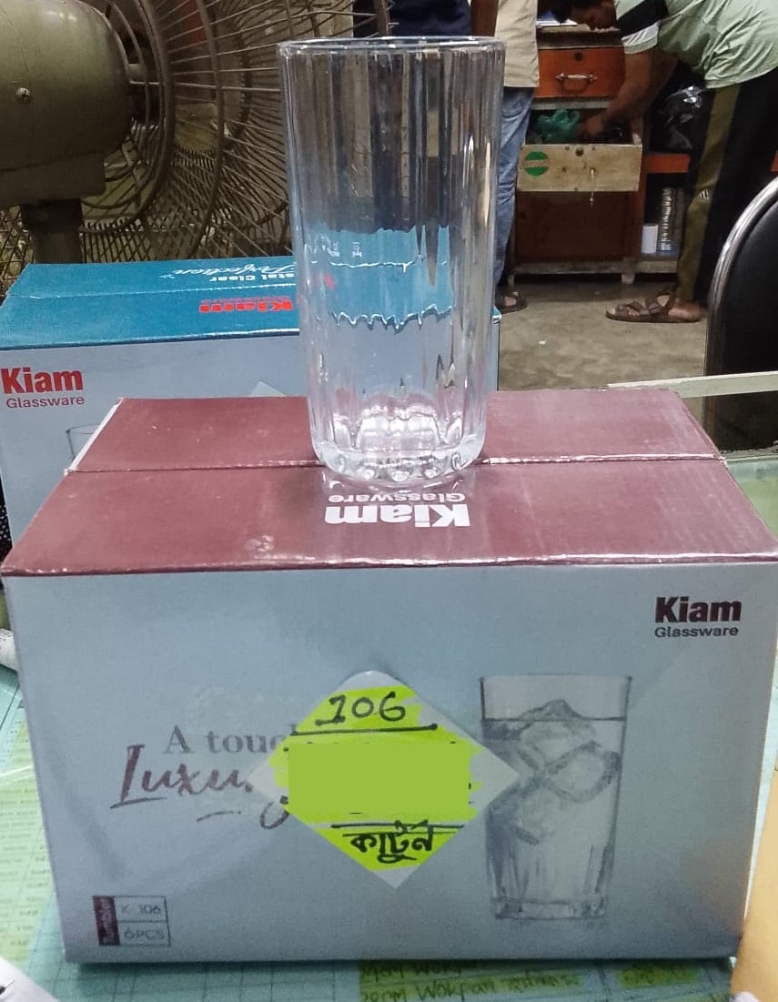 Picture of KIAM Water Glass Set - Drink In Style 6 Piece Set Of Non-Reactive - Transparent Glassware - K106 CLEAR