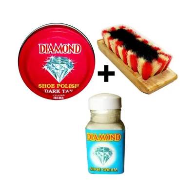 Picture of 3X Combo Shoe Polish Diamond 45 GM And Wooden Brush + Diamond Shoe Cream for Polish Combo pack