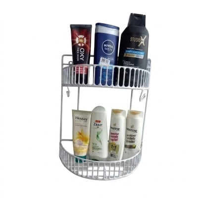 Picture of 2 Step D Shape Wall Hanging Rack For Kitchen , Home , Office , Toilet -White