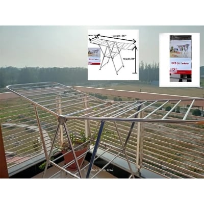 Picture of Heavy SS Foldable Clothes Drying Rack Dryer ( FULL SS )(H)37 (L)62(W) 22 -Silver