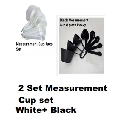 Picture of 2 Set White 9 Piece set + Black Measurement Cup 8 piece Set -Multicolor