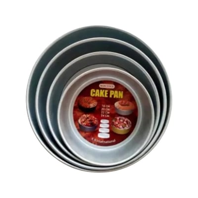 Picture of 4 Pcs Aluminium Cake Mould Round Mold for Bread, Pudding & Baking tools -Silver