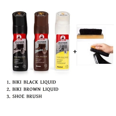 Picture of Versatile -4 Combo OF Biki Liquid Black + Brown + Netural Shoe polish + Shoe Brush for shoe Polish for shining shoe- Avant-garde -Multicolor