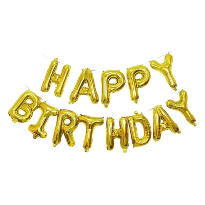 Picture of Happy Birthday Balloon Aluminum Foil Banner Letters