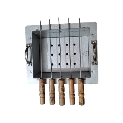 Picture of BBQ with 5 stick Grill Tin Made Maker  - Silver -Silver